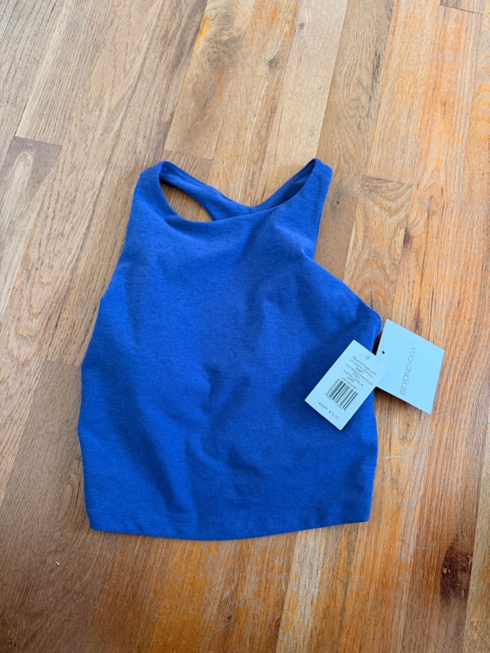 Blue Cropped Racerback Tank Top